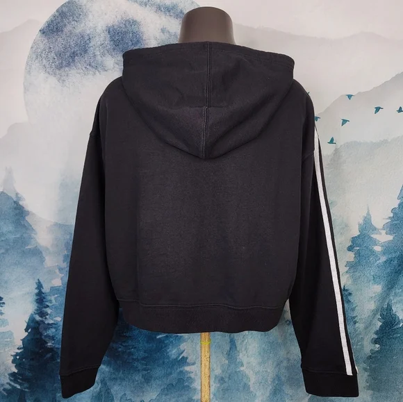 Adidas Essential Cropped Black Pullover Hoodie Women's Large - Picture 5 of 16